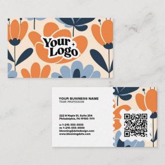Moderne Florale Visitenkarte – QR-Code & Logo