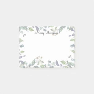 Moderne Florale Wasserfarbe-Skriptname Post-it Klebezettel