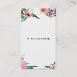 Moderne Florale Wasserfarben Sommer Tropical Chic Visitenkarte