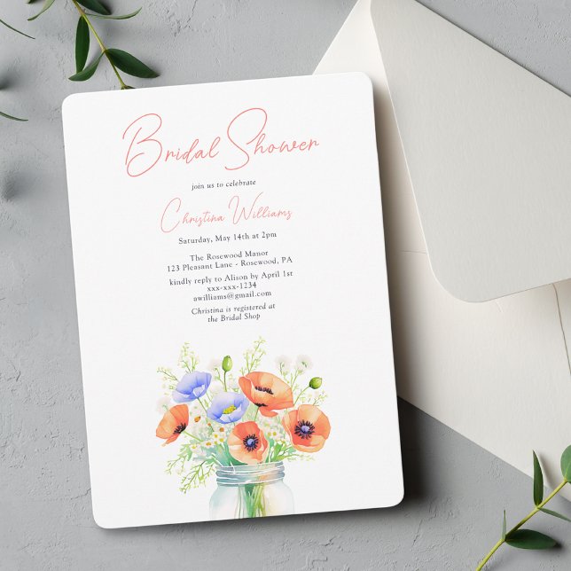 Moderne florale Wildblumen Script Brautparty Einladung (Von Creator hochgeladen)