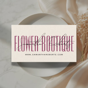 Moderne Floristin Blumenboutique beige rot Visitenkarte