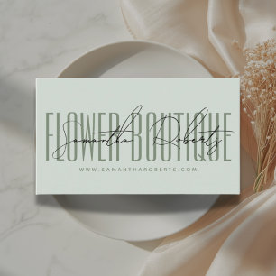 Moderne floristische Blume Boutique grün Visitenkarte