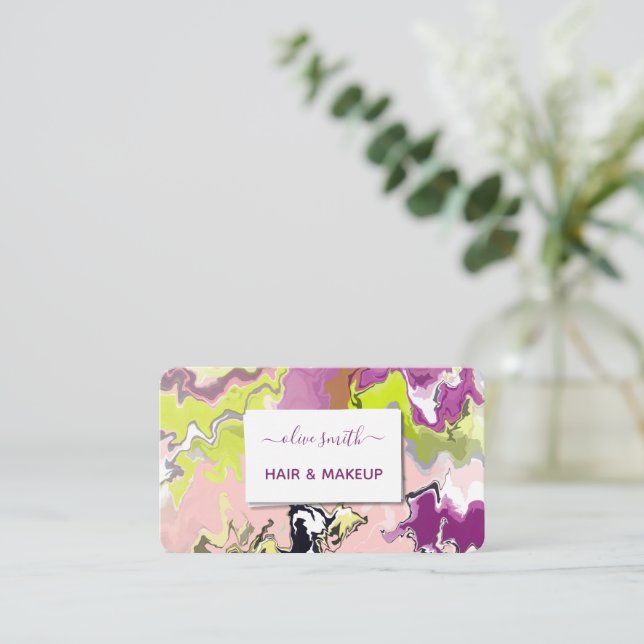 Moderne flüssige Acrylkunde Visitenkarte (Stehend Vorderseite)