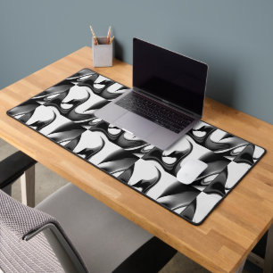 Moderne Flüssigkeitsformen Design Schwarz Weiß Gra Schreibtischunterlage