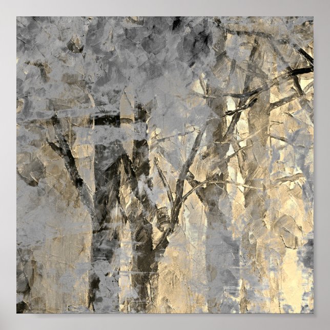 Moderne Foggy Forest Artistic Painting Poster (Vorne)