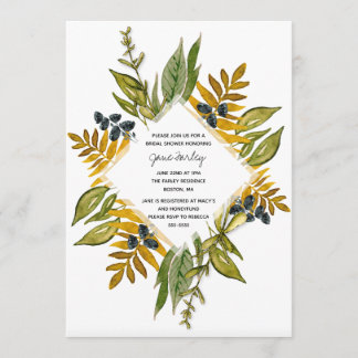 Moderne Foliage Bridal Dusche Einladung