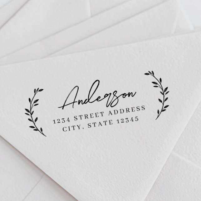 Moderne Foliage Family Name Rücksendeadresse Permastempel (Von Creator hochgeladen)