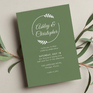 Moderne Foliage Frame Camouflage Grüne Hochzeit Folieneinladung