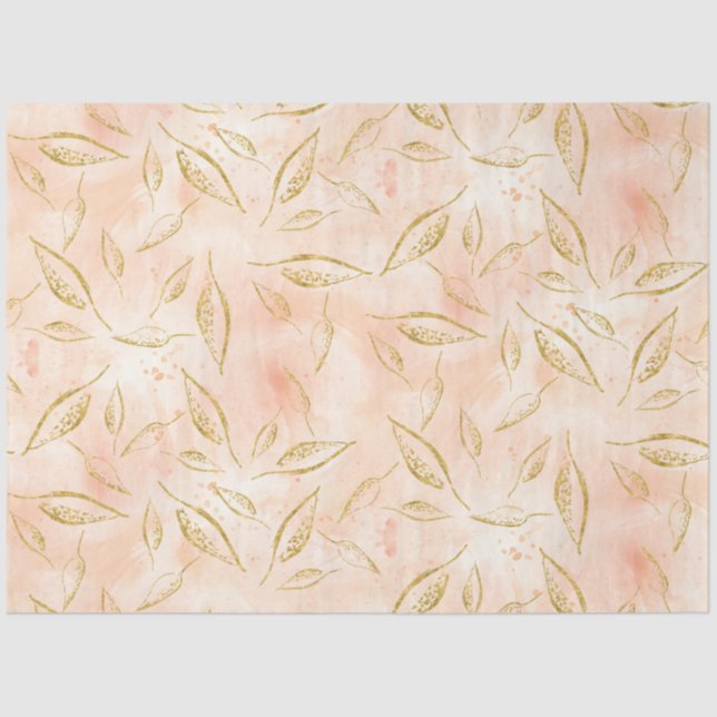 Moderne Foliage Greenery Gold Golden Watercolor Seidenpapier (Vorderseite)