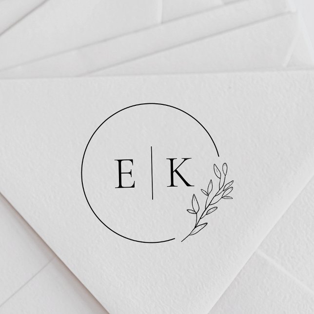 Moderne Foliage Wedding Monogram Permastempel (Von Creator hochgeladen)