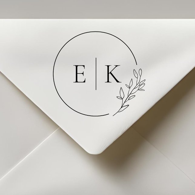 Moderne Foliage Wedding Monogram Permastempel (Von Creator hochgeladen)
