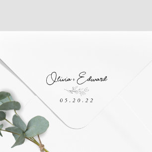 Moderne Foliage Wedding Name Permastempel