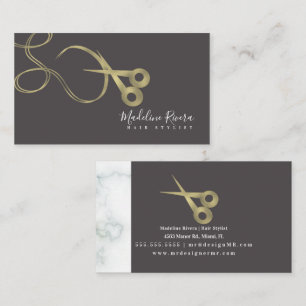 Moderne Folien-Marmor-Hairstylisten-Salon-Schere Visitenkarte