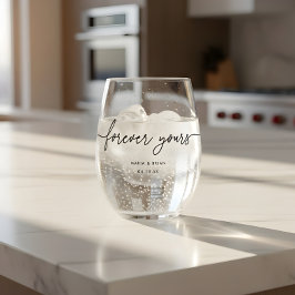 Moderne "Forever Yours" Hochzeitspaare Weinglas Ohne Stiel
