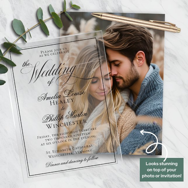 Moderne formale Hochzeit (Modern Elegant Formal Calligraphy Wedding Vellum Overlay)