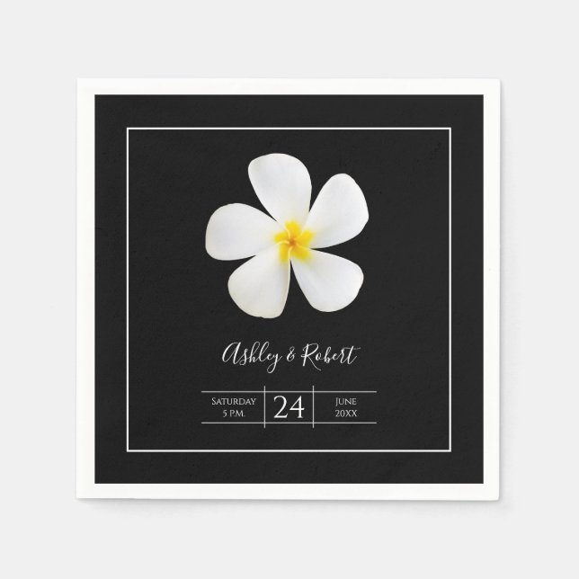 Moderne formale Klassik, weiß auf schwarz, Hochzei Serviette (Vorderseite)