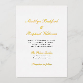 Moderne formelle Hochzeit Folieneinladung