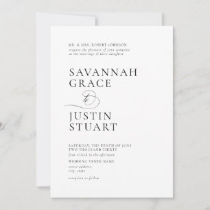 Moderne formelle Schwarz-Weiß-Hochzeit Einladung