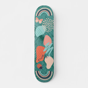 Moderne Formen Girly Rainbow Monogram Skateboard