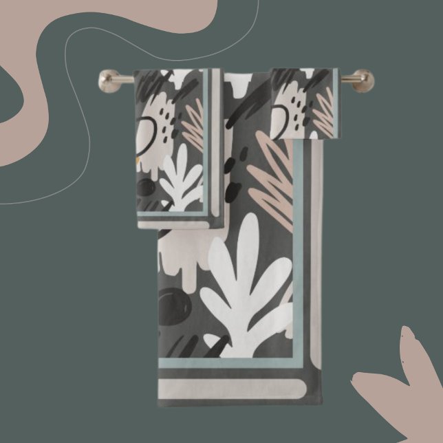 Moderne Formen Perwinkle, Orange, Aquamarin/braun Badhandtuch Set (Von Creator hochgeladen)