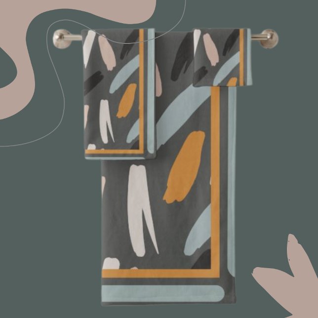 Moderne Formen Perwinkle, Orange, Aquamarin/braun Badhandtuch Set (Von Creator hochgeladen)