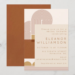 Moderne Formen und Linien Terracotta Brautparty Einladung