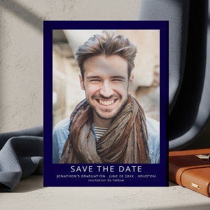 Moderne Foto Abschluss Schwarz Save The Date