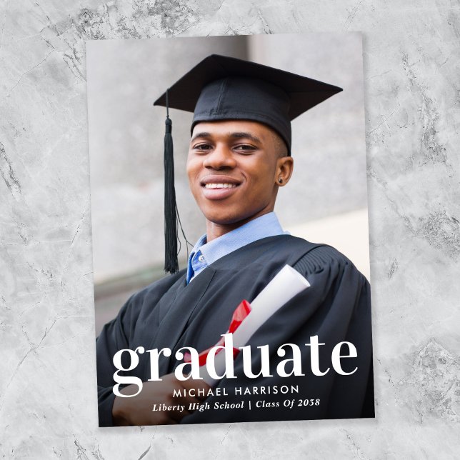 Moderne Foto-Abschlussfeier Ankündigung (Modern Photo Graduation Announcement)