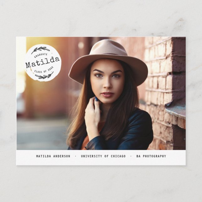 Moderne Foto-Ankündigung + Party einladen Einladungspostkarte (Vorderseite)