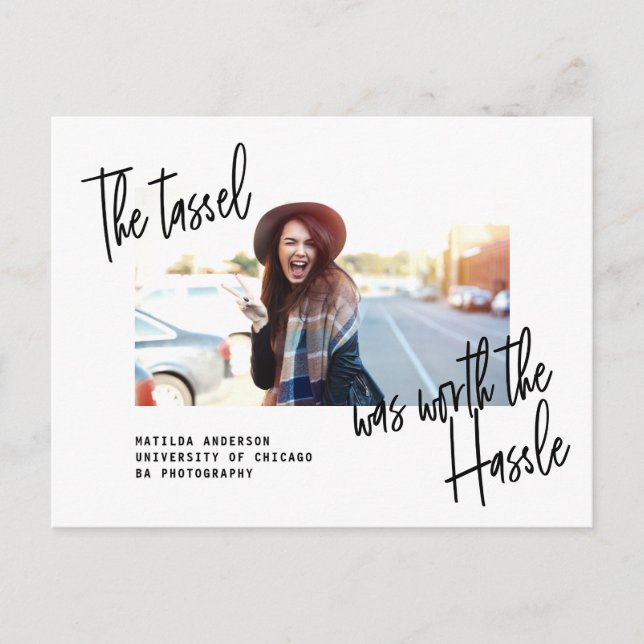 Moderne Foto-Ankündigung + Party einladen Einladungspostkarte (Vorderseite)