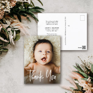 Moderne Foto Baby Dankeschön Geburtsanzeige Postkarte