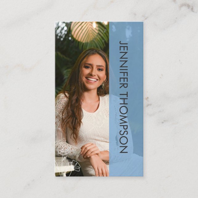 Moderne Foto Beruflich Blue Business Card Visitenkarte (Vorderseite)