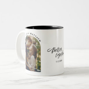 Moderne Foto-Besser-Zusammen-Schrift Zweifarbige Tasse