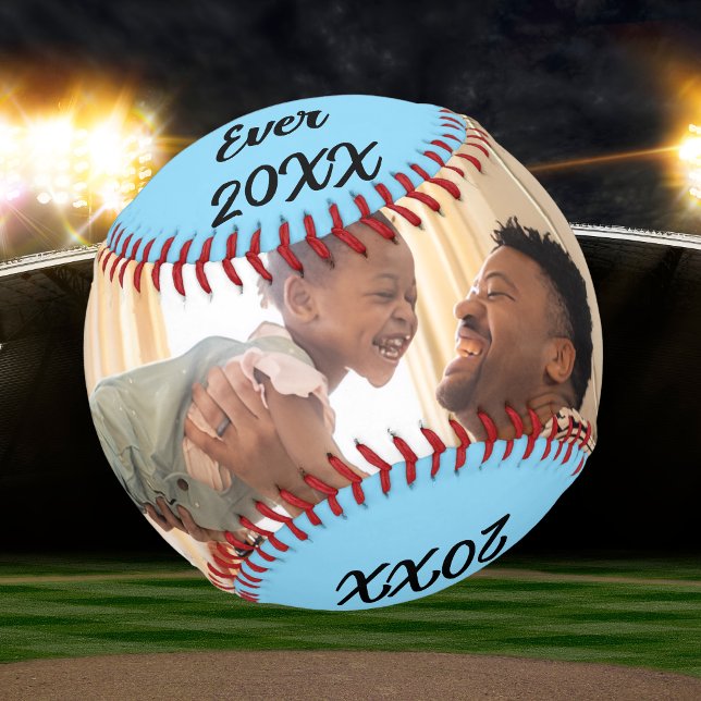 Moderne Foto Best Dad Ever Personalisieren Baseball (Timeless customized baseball with photo and wording for dad.)