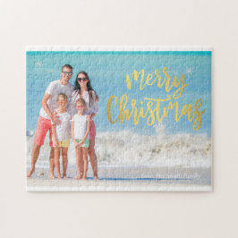 Moderne Foto Blue Ocean Beach Holiday Card Puzzle