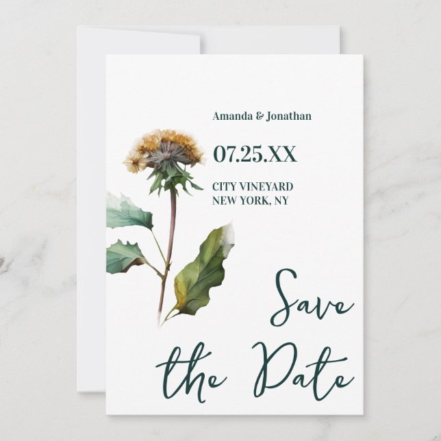 Moderne Foto-Blumenhochzeit rettet das Datum Save The Date (Vorderseite)