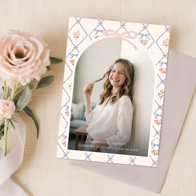 Moderne Foto-Bogen-Blumen-Abschluss-Dankeschön Postkarte (Von Creator hochgeladen)
