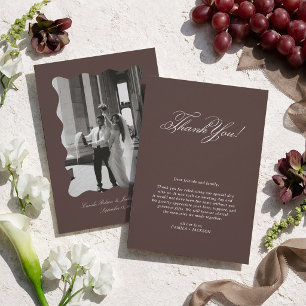 Moderne Foto Braune Hochzeit Dankeskarte