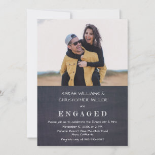 Moderne Foto-Chalkboard-Engagement-Partei Einladung