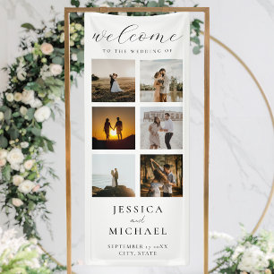 Moderne Foto Collage Elegante Hochzeit Willkommen Banner