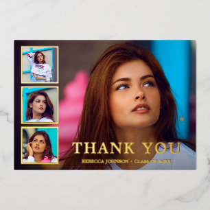 Moderne Foto Collage Eleganter Abschluss Folieneinladung