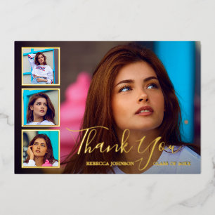 Moderne Foto Collage Eleganter Abschluss Folieneinladung