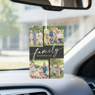 Moderne Foto-Collage Familien Schriftzug individue Autolufterfrischer