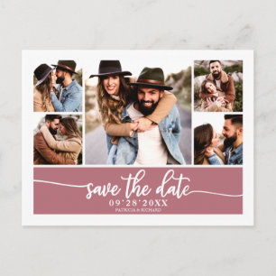 Moderne Foto-Collage Hochzeit Save The Date Postkarte