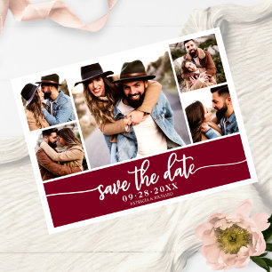 Moderne Foto-Collage Hochzeit Save The Date Postkarte