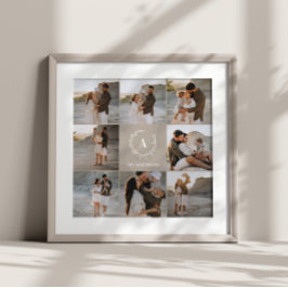 Moderne Foto-Collage Kraath Monogramm-Familie brau Poster