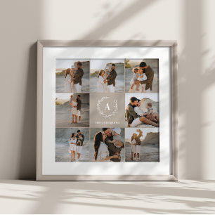 Moderne Foto-Collage Kraath Monogramm-Familie brau Poster