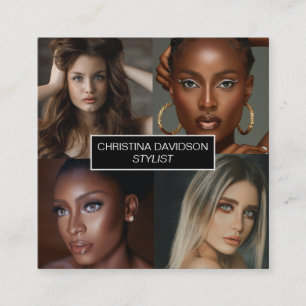 Moderne Foto Collage Makeup artist Stylist Square Quadratische Visitenkarte