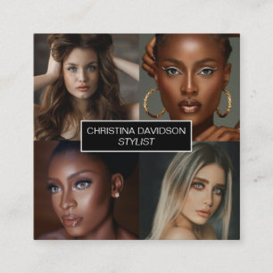Moderne Foto Collage Makeup artist Stylist Square Quadratische Visitenkarte