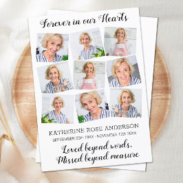Moderne Foto Collage Memorial Keepake Beerdigung Dankeskarte
